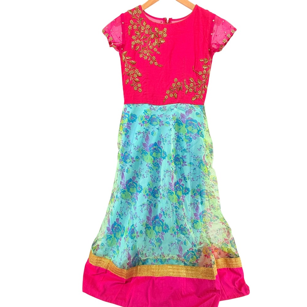 Floral Anarkali Dress Embellished Party Gown Special Occasion Outfit